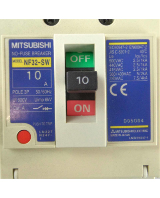 Mitsubishi Leistungsschalter NF32-SW 3P 10A OVP