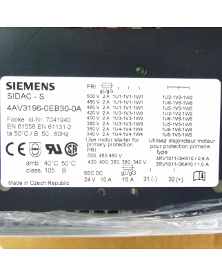 Siemens SIDAC-S 4AV3196-0EB30-0A OVP