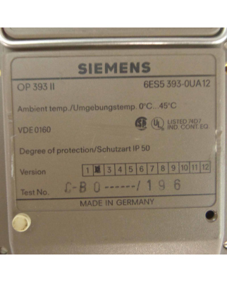 Siemens Simatic OP 393-II 6ES5 393-0UA12 GEB