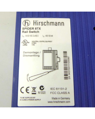 Hirschmann Rail Switch Spider 8TX Ethernet 8 Port GEB