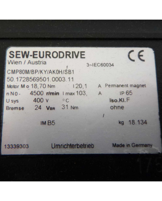 SEW-EURODRIVE Servomotor CMP80M/BP/KY/AK0H/SB1 GEB