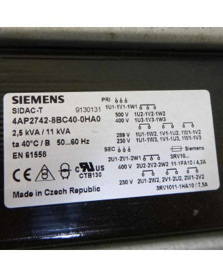 Siemens SITAS Transformator 4AP2742-8BC40-0HA0 NOV