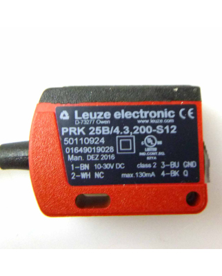 Leuze electronic Reflex-Lichtschranke PRK 25B/4.3,200-S12 50110924 GEB