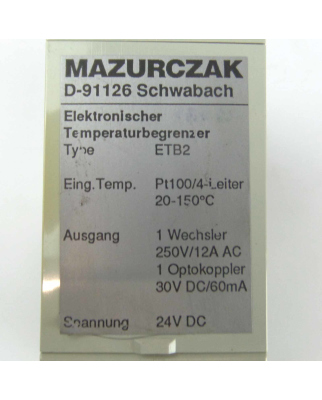 Mazurczak Elektronischer Temperaturbegrenzer ETB2 24VDC GEB