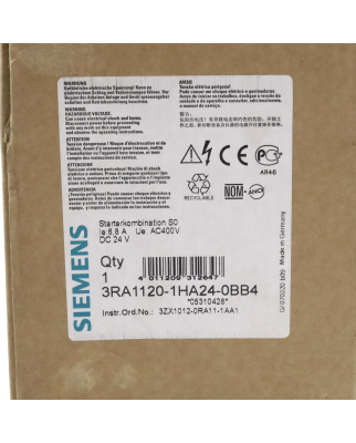 Siemens Starterkombination 3RA1120-1HA24-0BB4 OVP