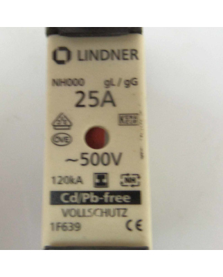 Lindner NH-Sicherungseinsatz NH000 gL/gG 25A/500V NOV