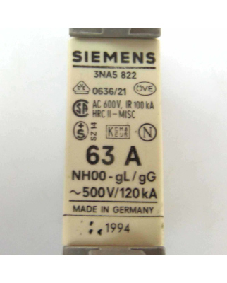 Siemens NH-Sicherungseinsatz 3NA5 822 63A GEB