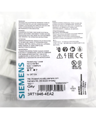 Siemens Klemmenabdeckung 3RT1946-4EA2 OVP
