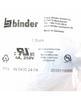binder Stecker 713 99 0430 24 04 42 2010119966 OVP