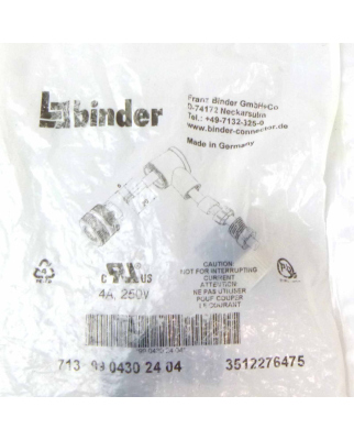 binder Stecker 713 99 0430 24 04 3512276475 OVP