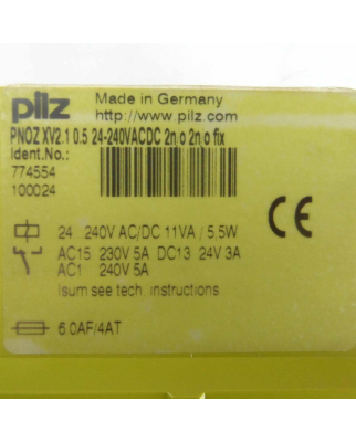 Pilz Sicherheitsschaltgerät PNOZ XV2.1 0.5 24-240VACDC 2n/o 2n/o fix 774554 GEB