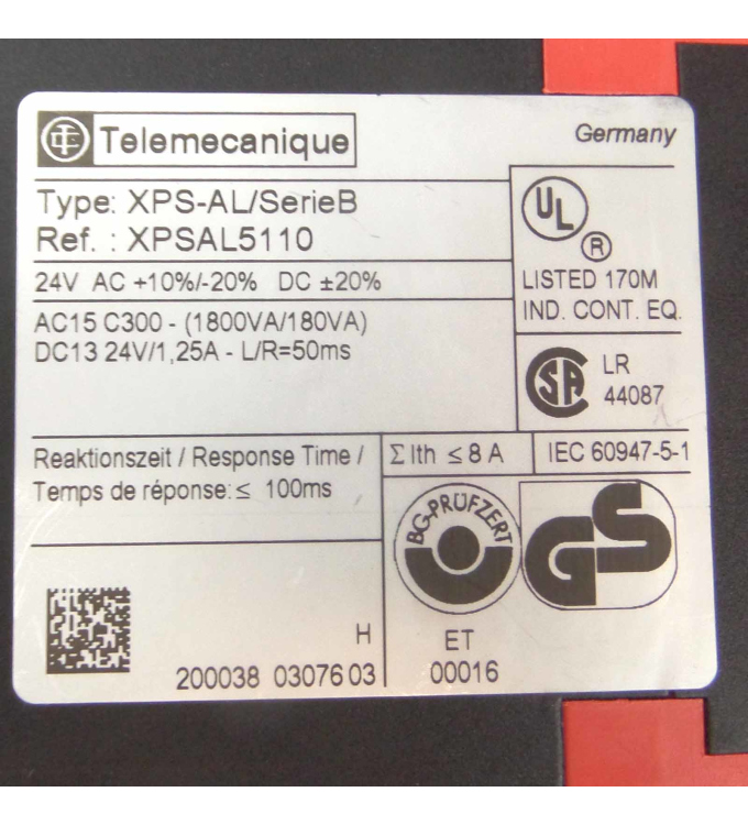 used Telemecanique Preventa XPS-AL XPSAL5110 Serie B 