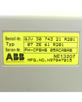 ABB CPU 07 ZE 61 R201 Bestell-Nr.: GJV 30 743 21 R201 GEB