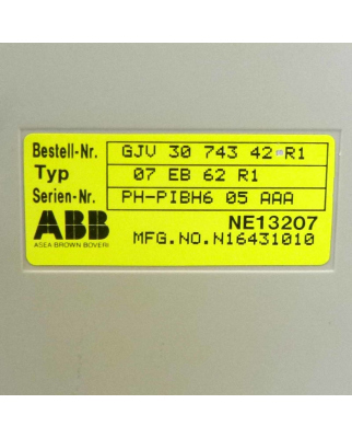 ABB Binary Input Module 07 EB 62 R1 Bestell-Nr.: GJV 30 743 42 R1 GEB