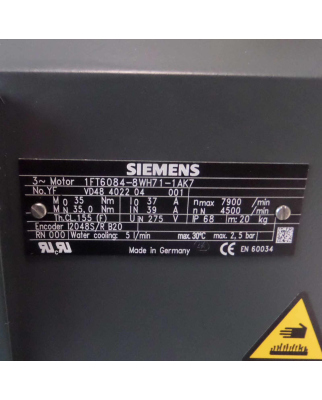 Siemens Synchronservomotor 1FT6084-8WH71-1AK7 NOV