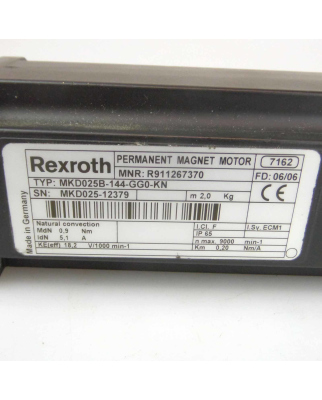 Rexroth Servomotor MKD025B-144-GG0-KN R911267370 GEB