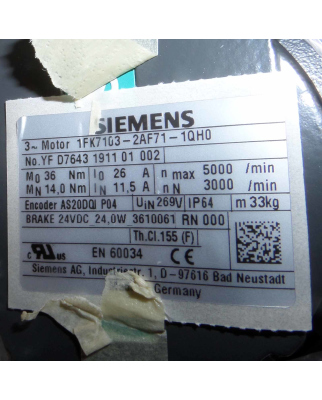 Siemens Synchronmotor 1FK7103-2AF71-1QH0 OVP