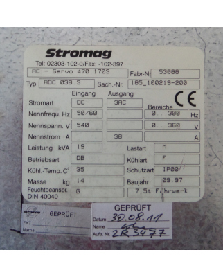 Stromag AC-Servo Drive ADC 038.3 185_100219-200 4701703 19kVA GEB