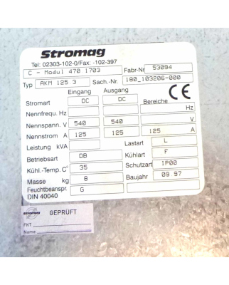 Stromag C-Modul Power Supply AKM 125.3 180_103206-000 4701703 GEB
