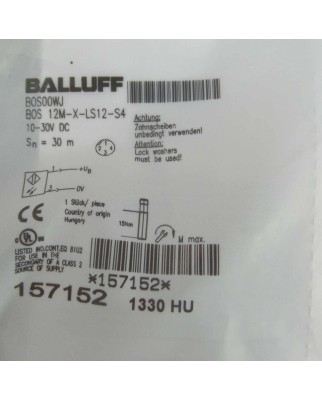 Balluff Einweglichtschranke BOS 12M-X-LS12-S4 BOS00WJ OVP