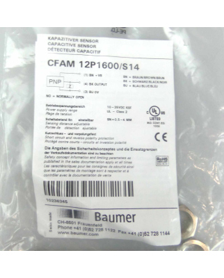 Baumer electric Kapazitive Sensor CFAM 12P1600/S14 OVP
