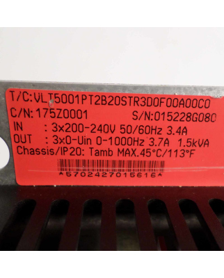Danfoss Frequenzumrichter VLT 5000 VLT5001PT2B20STR3D0F00A00C0 GEB