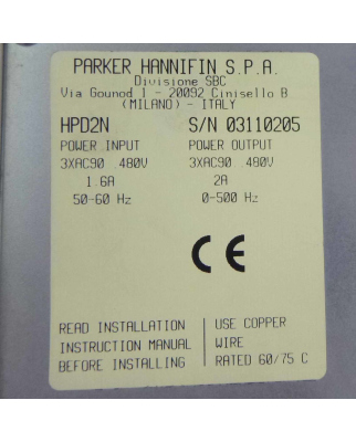 Parker Hannifin Servo-Drive HPD2N GEB
