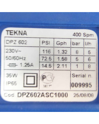 Seko Tekna Magnet-Dosierpumpe DPZ 602 DPZ602ASC1000 5-8...