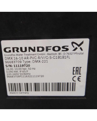 Grundfos Dosierpumpe DMX16-10 AR-PVC-R/V/G-S-G1B1B1FL 16...