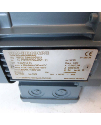 Sew-Eurodrive WA30/T DR63L4/BR/TF Getriebemotor 1300/53r/min 230/400V 1,19/0 ,68A Sew-Eurodrive WA30/T DR63L4/BR/TF Getriebemotor 1300/53r/min 230/400V 1,19/0 ,68A