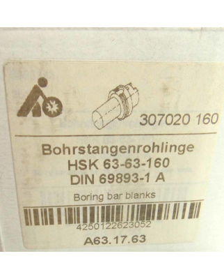 Eroglu Bohrstangenrohling HSK 63-63-160 DIN 69893-1A A63.17.63 OVP
