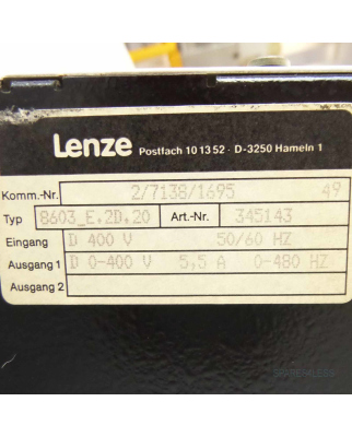 Lenze Frequenzumrichter Typ 8603_E.2D.20 GEB