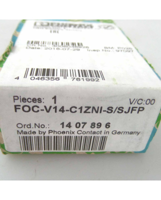 Phoenix Contact LWL-Steckverbinder FOC-V14-C1ZNI-S/SJFP 1407896 OVP