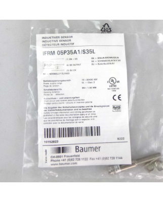 Baumer electric Induktiver Näherungsschalter IFRM 05P35A1/S35L OVP