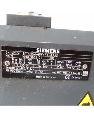 Siemens Synchronservomotor 1FT6064-6WK71-4AA2 GEB
