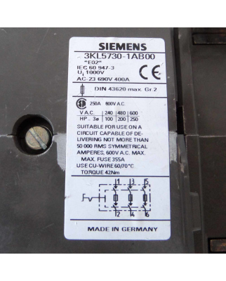 Siemens Lasttrennschalter 3KL5730-1AB00 #K2 GEB