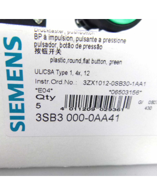 Siemens Drucktaster 3SB3 000-0AA41 (5Stk.) OVP