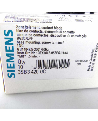 Siemens Schaltelement 3SB3 420-0C (10Stk.) OVP