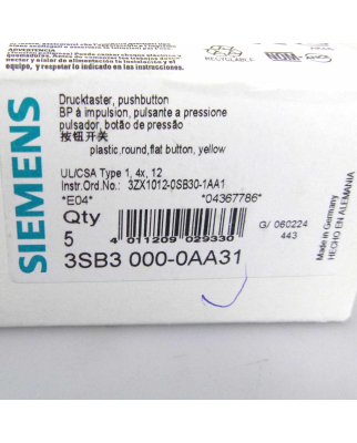 Siemens Drucktaster 3SB3 000-0AA31 (5Stk.) OVP