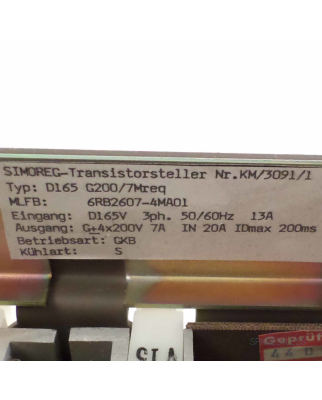 Siemens Simoreg Transistorsteller 6RB2607-4MA01 GEB