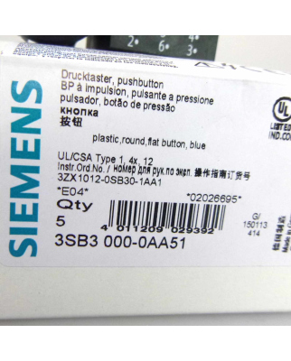 Siemens Drucktaster 3SB3 000-0AA51 (3Stk.) OVP
