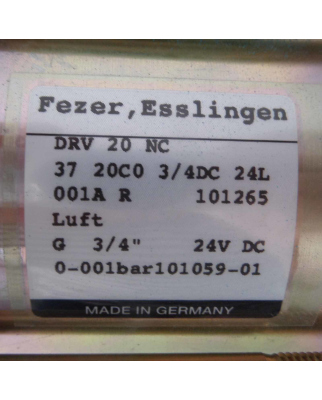 Fezer Wegeventil DRV 20 NC 24VDC GEB