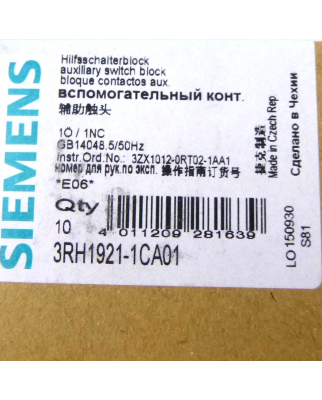 Siemens Hilfschalterblock 3RH1921-1CA01 (8Stk.) OVP
