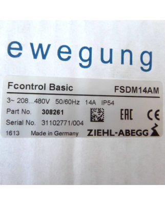 ZIEHL-ABEGG Frequenzumrichter Fcontrol Basic FSDM14AM...