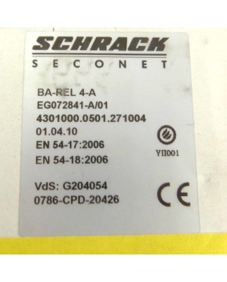 Schrack Seconet Relaismodul BA-REL 4-A EG072841-A/01 OVP