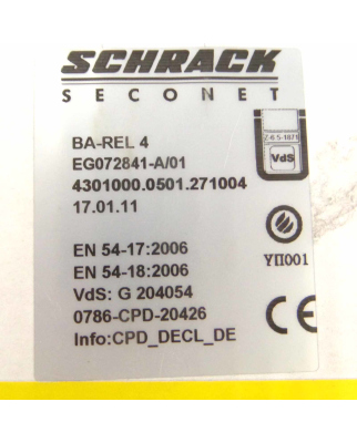 Schrack Seconet Relaismodul BA-REL 4 EG072841-A/01 SIE
