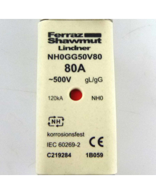 Ferraz-Shawmut Lindner Sicherungen NH0GG50V80 80A 500V (3Stk.) OVP