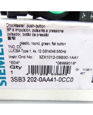 Siemens Drucktaster 3SB3 202-0AA41-0CC0 OVP