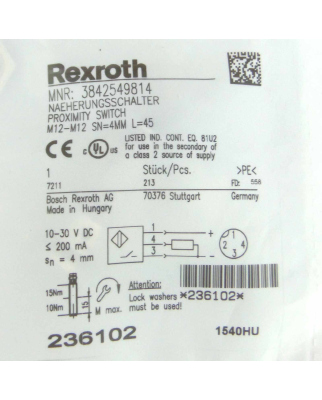 Rexroth Näherungsschalter MNR:3842549814 236102 OVP