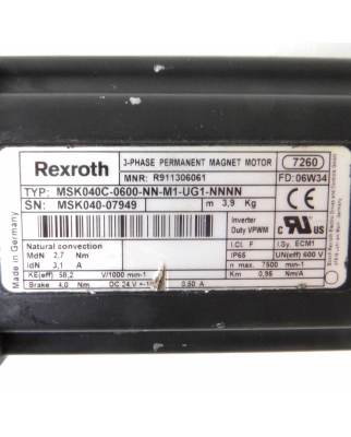 Rexroth Servomotor MSK040C-0600-NN-M1-UG1-NNNN R911306061 GEB